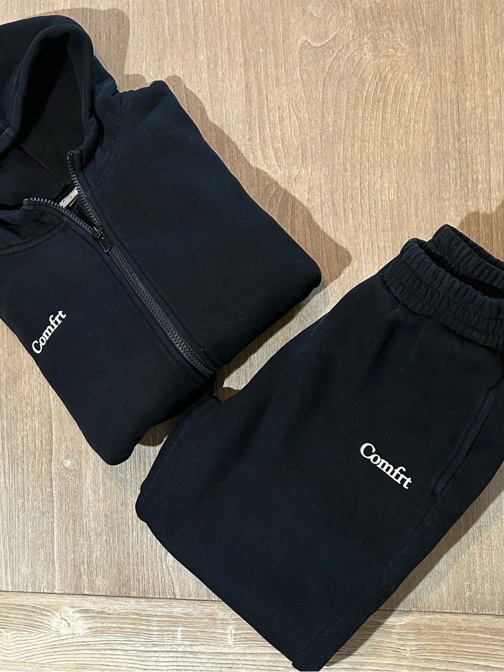 Comfrt Obsidian Black Cloud Full Zip Track Jacket & Oversized Joggers Set Size S
